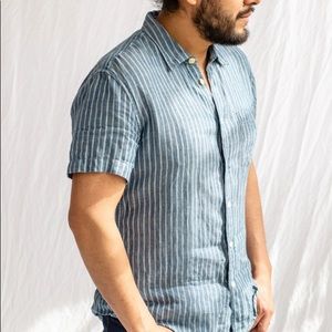 Linen striped short sleeve shirt